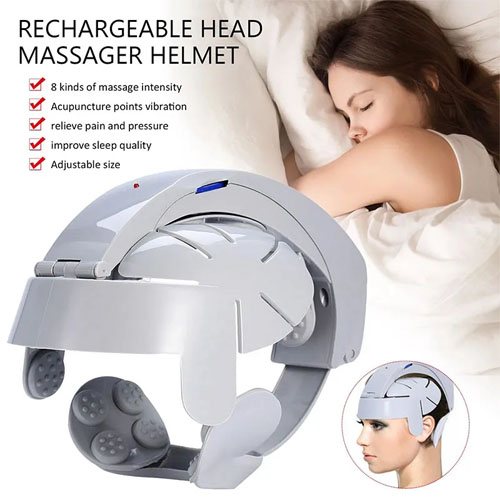 Electric Head Massager Helmet Scalp Brain Relax Vibration Acupuncture
