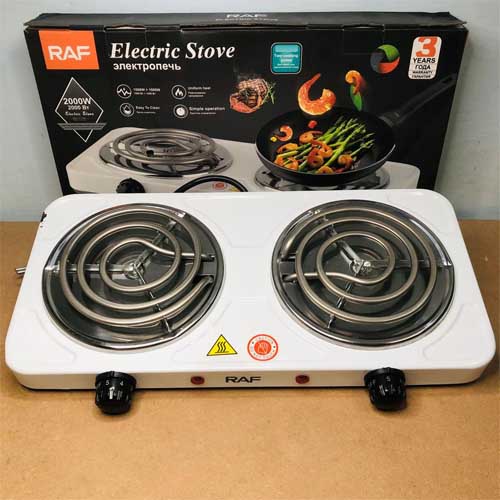 RAF Tabletop Electric Stove Two Burner Disc White My Basket