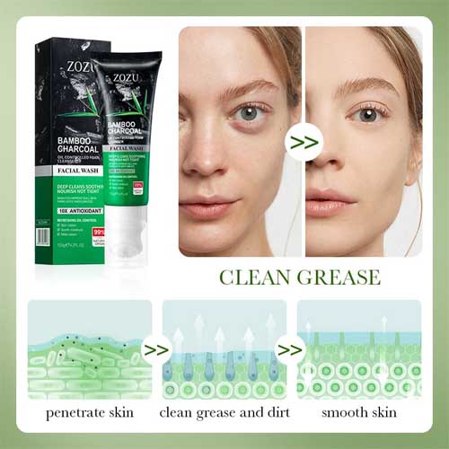 Oil Control Face Wash Bamboo Charcoal Facial Cleanser My Basket